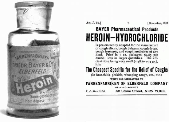 Героїн (хімічна назва - диацетилморфин) був вперше синтезований в 1874 році англійським хіміком Алдера Райтом