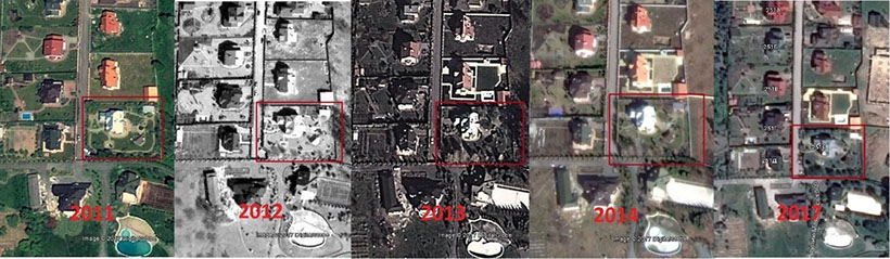 Втім, завдяки Google Earth ми маємо можливість взглянть, як виглядала територія цього будинку з 2011 року: