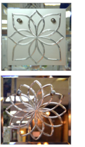 Подібний спосіб декорування скляних виробів широко застосовується в меблевому виробництві
