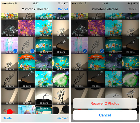 Поряд з кожною фотографією написано, через скільки днів вона автоматично безповоротно зникне з iPhone, до закінчення цього терміну ти можеш відновити зображення