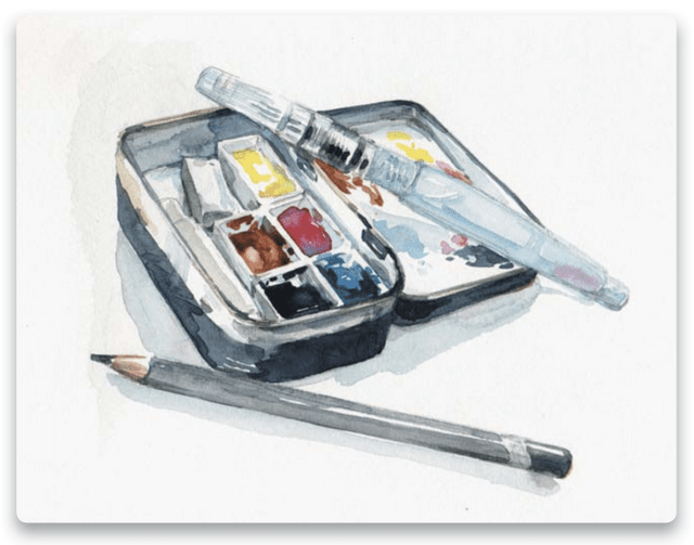 Кисті з резервуаром дуже виручають тоді, коли немає можливості розкласти навколо всі необхідні акварельні приналежності - в кафе, літаку, на природі