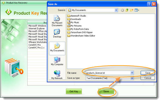 На цей раз запишіть ключ продукту Windows Vista, виконавши такі дії: Натисніть кнопку Зберегти, щоб зберегти його у текстовому файлі на комп'ютері