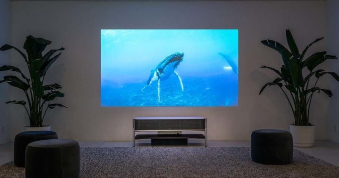 65-дюймовий дисплей буквально складається в сувій, такий телевізор можна прибрати, наприклад, щоб він не заважав увазі вітальні, або згорнути, щоб взяти з собою