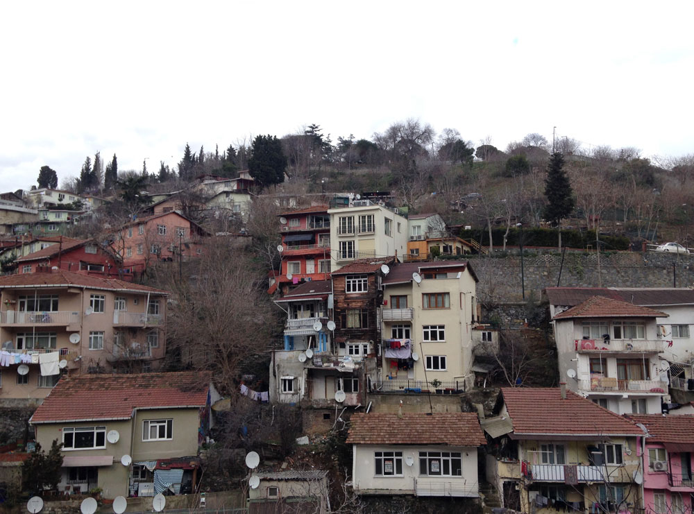Вид на місто з моста через Босфор   Стамбульські нетрі по шляху в дорогий район Малтепе   Щільна стамбульська забудова