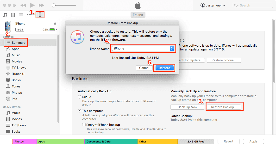 Як відновлення iTunes не так просто, і ми підготували сторінку теми для неї, заходимо перевірити   як відновити iPhone з iTunes резервного копіювання