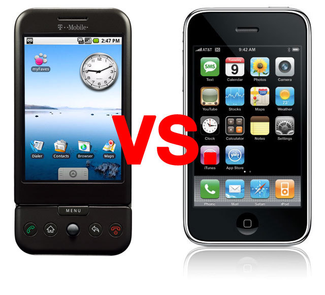 HTC T-Mobile G1 явно має iPhone Apple на увазі в якості головного конкурента, тому ми склали паралельне порівняння їх специфікацій